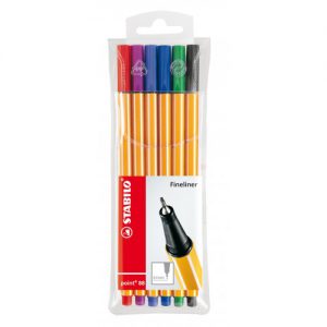 6 עטים צבעוניים STABILO point 88