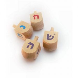 סביבון עץ קטן - אותיות צבעוניות