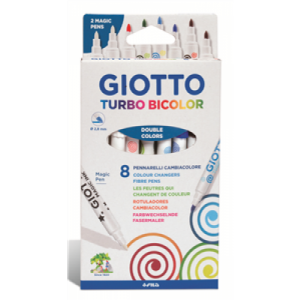 8 טושים מחליפי צבעים GIOTTO TURBO BICOLOR