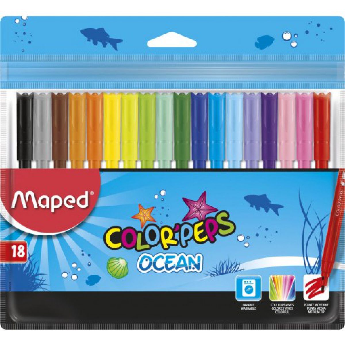 Pochette 18 Feutres Lavables Color'Peps Océan MAPED