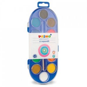 סט 12 צבעי אקוורל+מכחול PRIMO