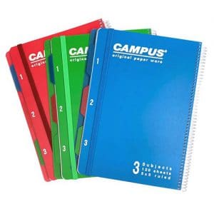 מחברת שורה ספירלה שורה עם חוצצים וגומייה CAMPUS - נושאים 1 2 3 4 5