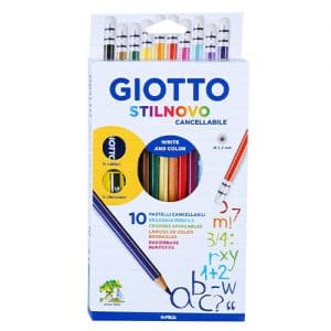10 עפרונות צבעונים עם מחק ומחדד גיאוטו GIOTTO
