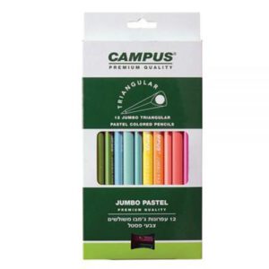 12 עפרונות ג'מבו משולשים - צבעי פסטל