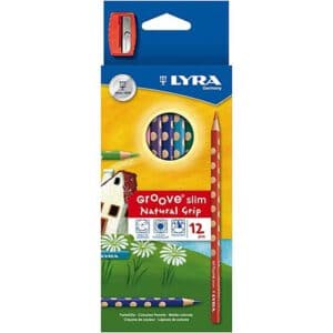 12 עפרונות צבעוניים GROOVE LYRA + מחדד