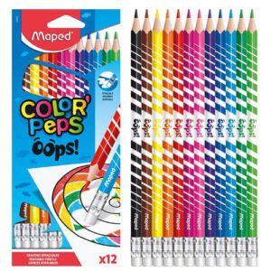 12 עפרונות צבעוניים מחיקים Maped Color Peps Oops